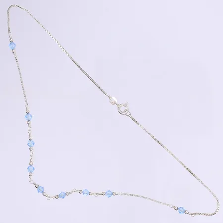 Halscollier med blå stenar 35cm bredd 1-4mm silver 925/1000 Vikt: 2,8 g