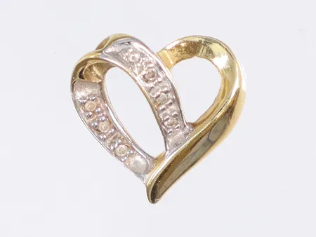 Hänge hjärta med vita stenar, 14x14mm, 18K Vikt: 1,3 g