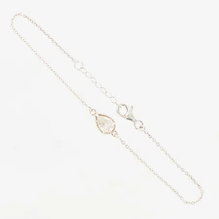 Armband med integrerat hänge vit sten längd: ca 19cm inklusive förlängningsdel, bredd: 1-6mm, silver 925/1000 Vikt: 1,6 g
