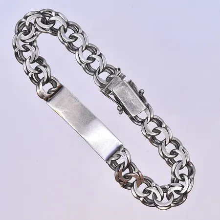 Armband Bismarck med platta i silver stl:20,5cm 830/1000 vikt 23,8g Vikt: 23,8 g
