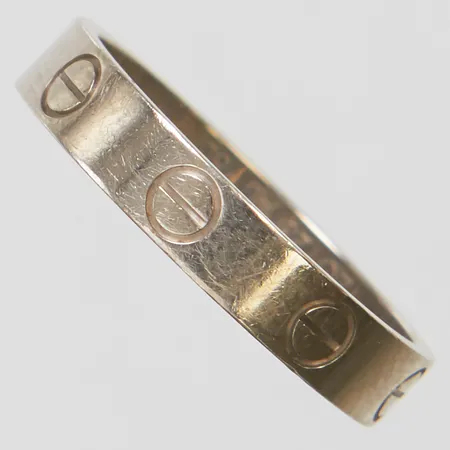 Ring Cartier love, stl 53 enligt gravyr, stl:16¾, vitguld, serienr: TZO123, repig, personlig gravyr, certifikat från 2023-10-28, etui, pouch, ytterkartong, påse, 18K Vikt: 3,4g Vikt: 3,4 g