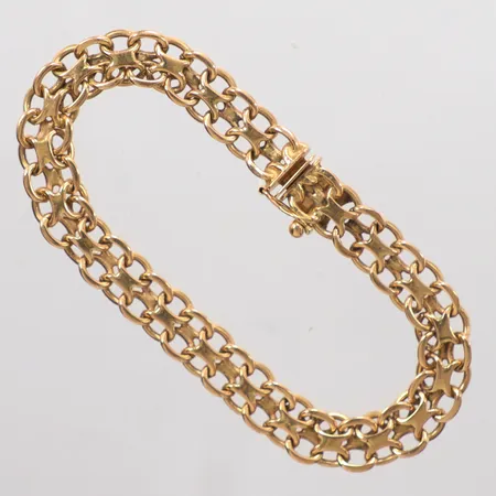 Armband X-länk längd 19,5cm bredd 8mm 18k Vikt: 21,2 g