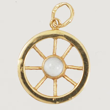 Hänge med vit sten Ø13,6mm 18K Vikt: 0,8 g