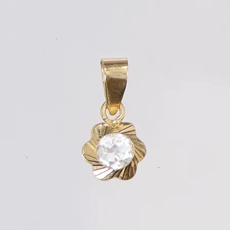 Hänge med vit sten, 13x6mm, 18K Vikt: 0,3 g