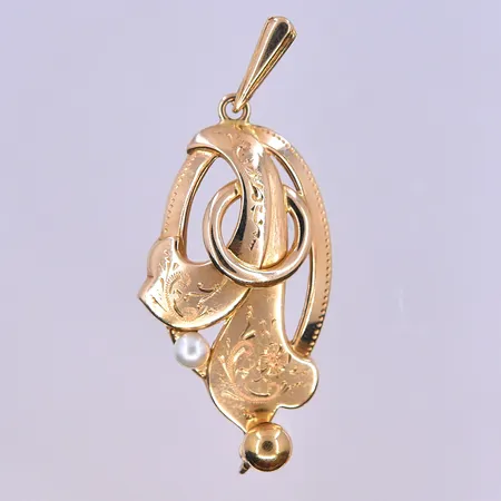 Hänge med liten sötvattenpärla stl:18x45mm 18K 1,8g Vikt: 1,8 g