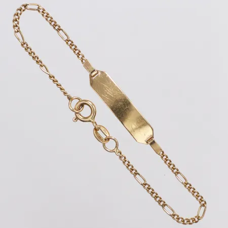 Armband Figaro platta längd 15cm, bredd 1,6-5,4mm, ograverad, 18K  Vikt: 2,6 g