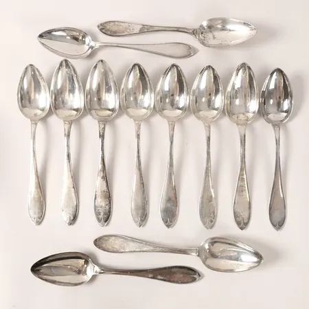 Tolv skedar längd 22cm, silver 830/1000 Vikt: 801,6 g
