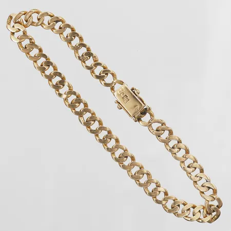 Armband Pansar längd 19,5cm, bredd 6mm, Esto Ab Guldvarufirman år 1962, slitna länkar, 18K Vikt: 14,6 g