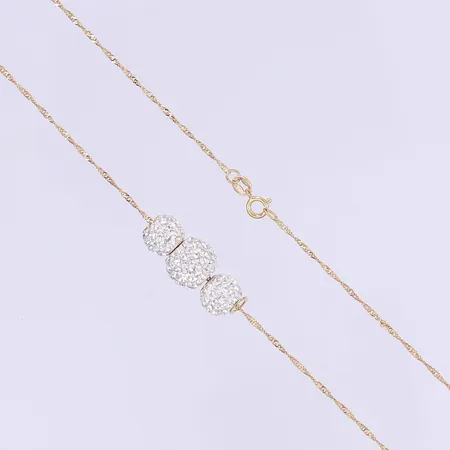 Halscollier med vita stenar längd 42cm bredd 1mm GHA del i guld har släppt från hänge 18K Vikt: 3,3 g