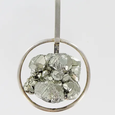 Hänge 60x38mm sten Pyrit, svensk importstämpel, silver 835/1000. Vikt: 27,1 g