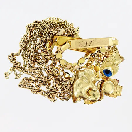 Diverse guld, stenar, gravyr, defekter, 14K.  Vikt: 17,7 g