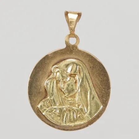 Hänge Madonna, längd inklusive ögla 34,5mm, Ø25mm, 18K, Vikt: 5,2 g