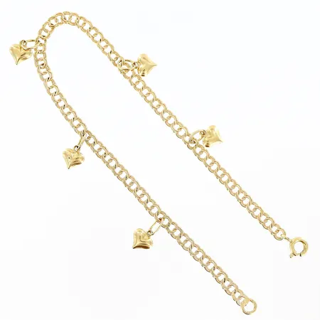 Armband Bismarck med hjärtan längd 19cm, bredd ca 4mm, 18K Vikt: 4 g