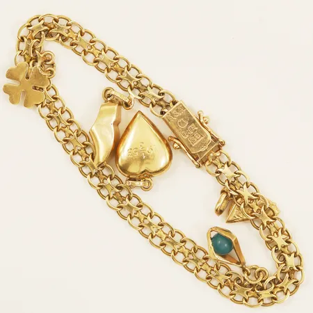 Armband Bismarck med berlocker 18cm bredd 6mm 1 berlock med gravyr 18K Vikt: 12 g