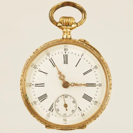 Mormorsur med inneboett i gulmetall Ø34mm slitage repor 14K 32,8g