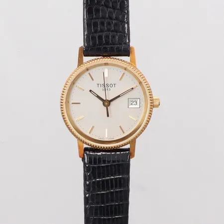 Damur Tissot Ø24,8mm, läderband längd 20cm, original ask, bruttovikt 14,4g, 18K
