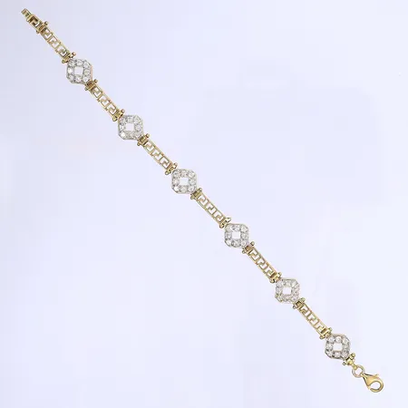 Armband med vita stenar längd 17cm bredd 3-9mm 18K Vikt: 11,5 g