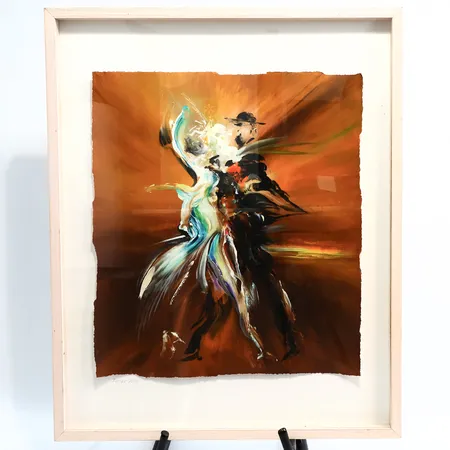Tavla Jens Konradsson akvarell på papper "tango" 2014, rammått:66x81cm, bildmått:50x56cm Skickas med postpaket.