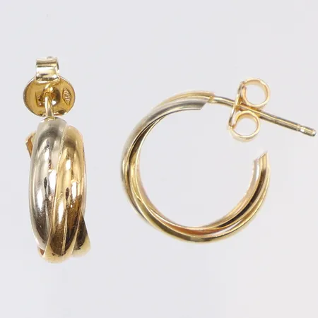 Ett par Örhängen tvåfärgade 15x6mm 18K Vikt: 3,7 g