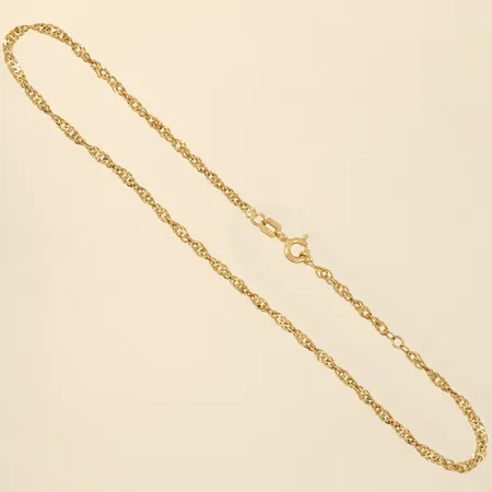 Vristlänk Singapore längd 23+25cm, bredd 2,3mm 18K  Vikt: 2,5 g