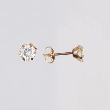 Ett par örhängen med vita stenar, 12x5mm, 18K Vikt: 0,9 g
