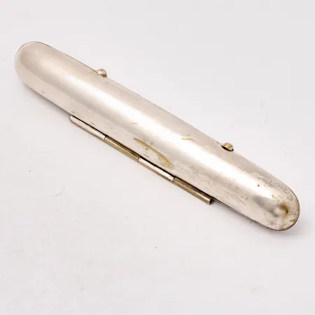 Cigarr etui försilvrad mässing, mått 2x12,5cm, 33,23g.