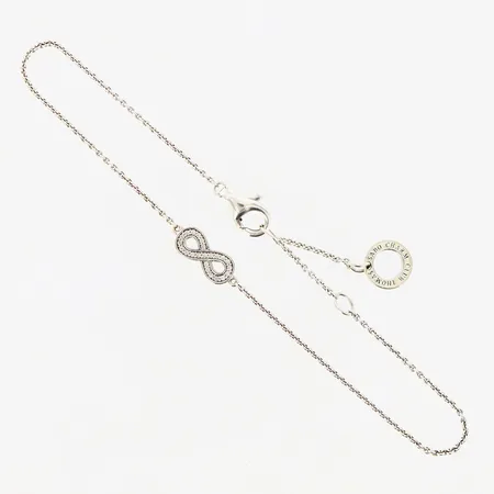 Armband Thomas Sabo evighetstecken vita stenar längd 16,5/18/19,5cm bredd 1-4mm silver 925/1000. Vikt: 1,5 g