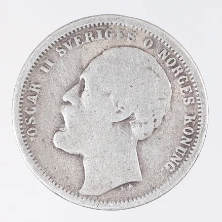 En 1 krona 1875, silver 800/1000 Vikt: 7,1 g