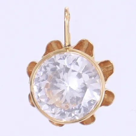 Hänge med vit sten längd 17mm bredd 12mm 18K Vikt: 1,6 g