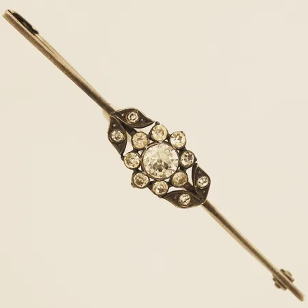 Brosch med stenar längd 60mm bredd 11mm silver Vikt: 3,5 g