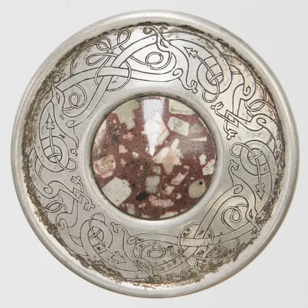 Hänge med natursten STENLYA, Ø43mm, brosch, år 1971, 925/1000 silver Vikt: 12,6g Vikt: 12,6 g