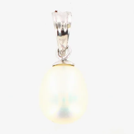 Hänge odlad pärla Ø7-8mm längd 15mm vitguld 18K Vikt: 0,7 g