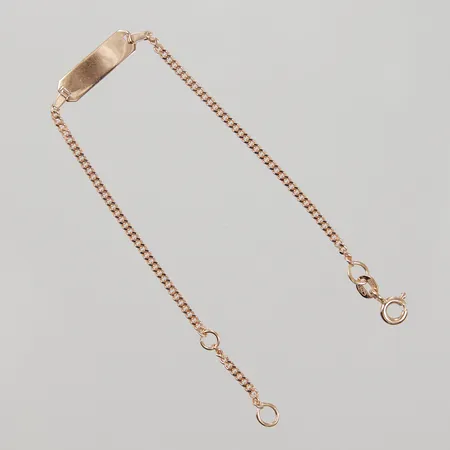 Armband Pansar med bricka justerbar längd 14-16cm, bredd 5-2mm, GHA 18K Vikt: 2,5 g