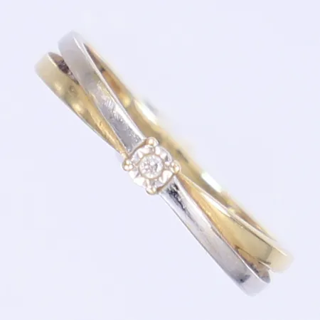 Ring med vit sten stl: 16¼ bredd 2-3mm vit/rödguld 14K Vikt: 1,4 g