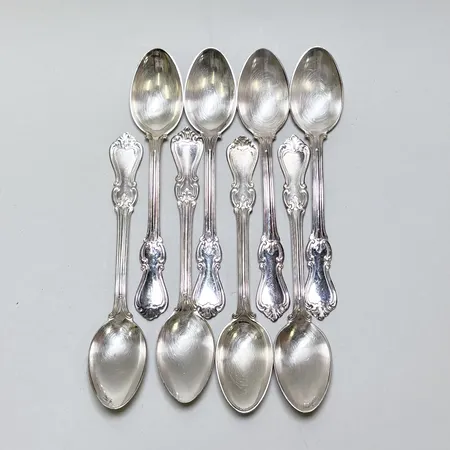 8 Kaffeskedar 12,5cm modell: Olga, 830/1000 silver 126,3g.