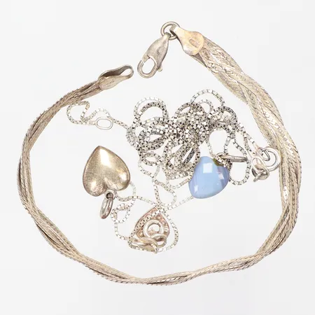 Diverse silver med sten 925/1000 Vikt: 12,7 g