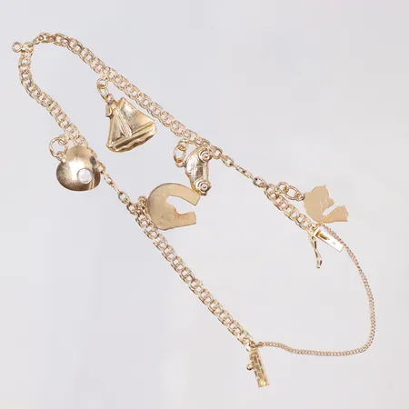 Armband Bismarck med berlocker, längd 18,5cm, bredd 3mm, säkerhetskedja, 18K Vikt: 6,3 g