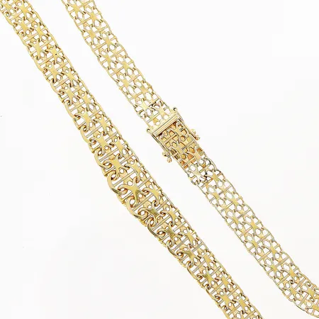 Armband X-länk med stav längd 19cm, bredd ca 9mm, 18K Vikt: 11,1 g