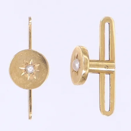 Ett par manschettknappar med pärlor Ø7mm 18K Vikt: 2,1 g
