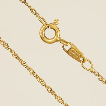 Kedja Singapore längd 45,5cm bredd 1,2mm 18K Vikt: 1,5 g