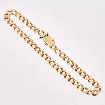 Armband 20,5cm, Pansar bredd 4,8mm, 1st lås åtta saknas, sliten defekt 18K 12,61g.