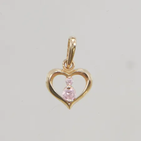 Hänge "hjärta" 8mm rosa sten 14K 0,3g.