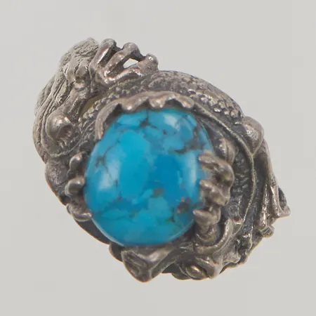 Ring kinesisk drake med turkos stl:18 bredd 15mm 925/1000 Silver 6,6g.