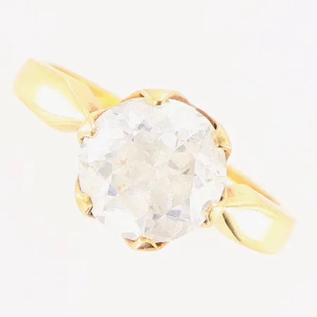 Ring vit sten stl:19½ bredd 2-10mm 14K. Bruttovikt: 7,3gram.  Vikt: 7,3 g