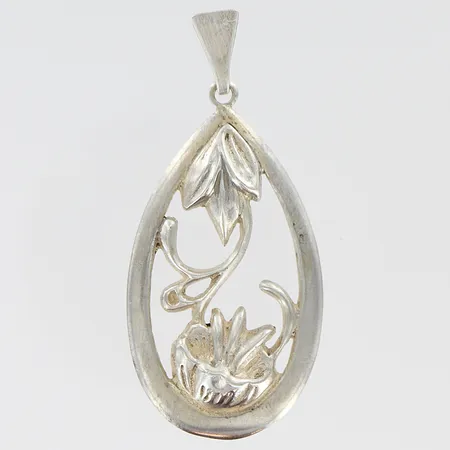 Hänge 60x30mm blomma i ram, Gewe, silver 830/1000. Vikt: 11,8 g