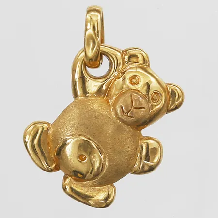 Hänge nalle längd 33mm, bredd 24mm, Italien, ihålig, bucklor, 18K  Vikt: 3,1 g
