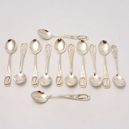 Skedar modell Jämtskogen, 10,7cm, silver 830/1000, 142,77g.