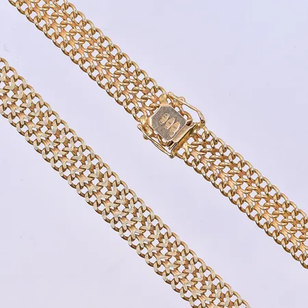 Collier Fiskbenslänk längd 45,5 cm, bredd 10 mm 18K. Vikt: 49,5 g