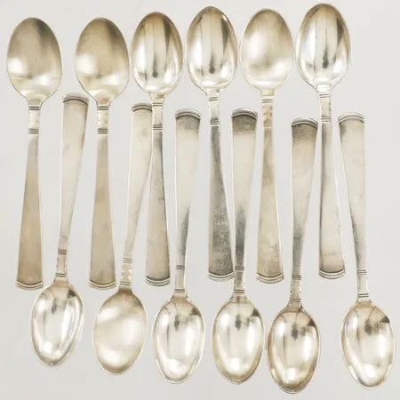 Tolv kaffeskadar modell Rosenholm längd 12cm 830/1000 silver Vikt: 195,2 g
