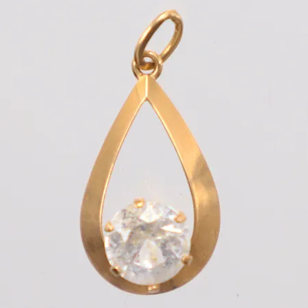 Hänge längd 2cm, bredd 10mm, vit sten, 18K Vikt: 0,8 g